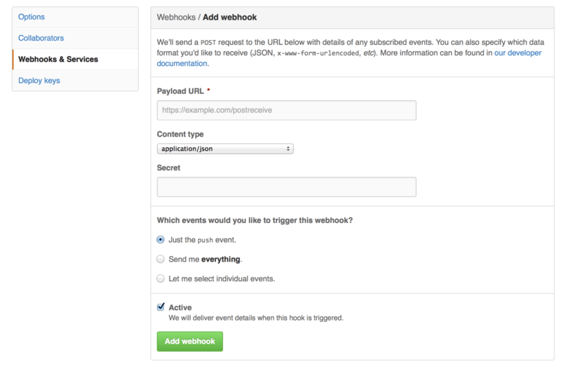 Web hook configuration